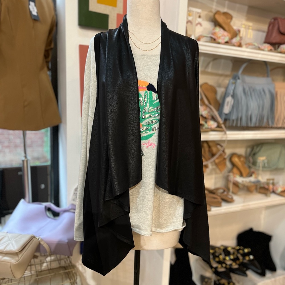 Karen Kane Faux Leather Vest, Black, XL, NWOT